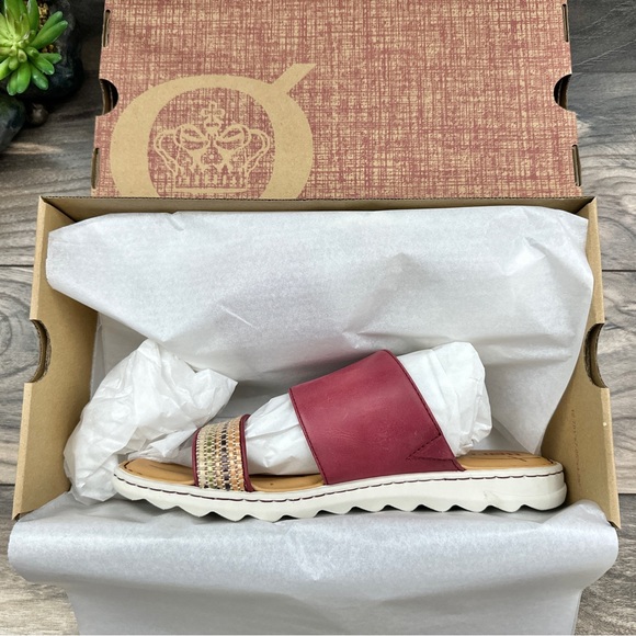 NIB Born Shore Slide Sandal Red Fabric Combo 9M 40.5 - Picture 9 of 12